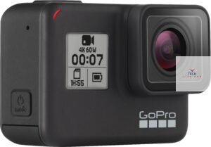 A close-up shot of the GoPro Hero 7, a compact action camera, ready to capture dynamic and adventurous moments with its high-quality features.
